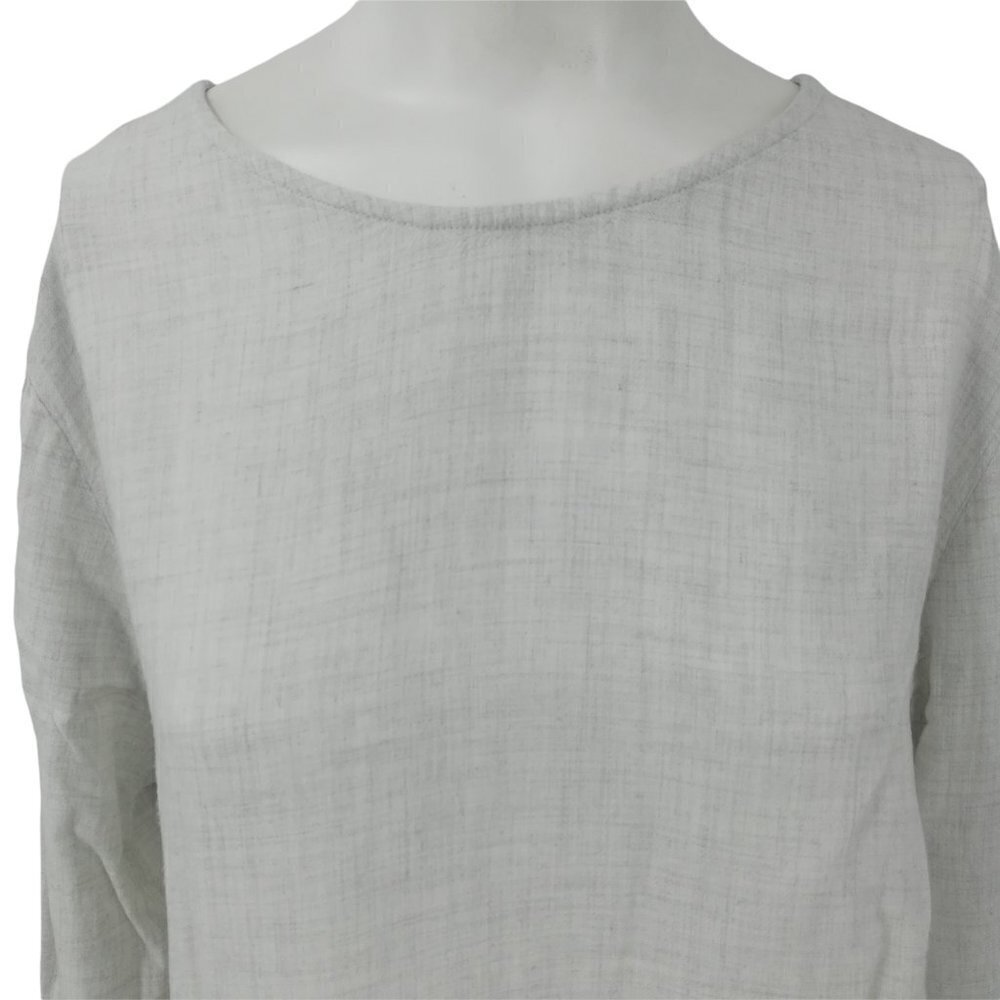 Cloth & Stone Anthropologie Button Back Peplum Blouse Size M Natural Cream - Picture 2 of 12